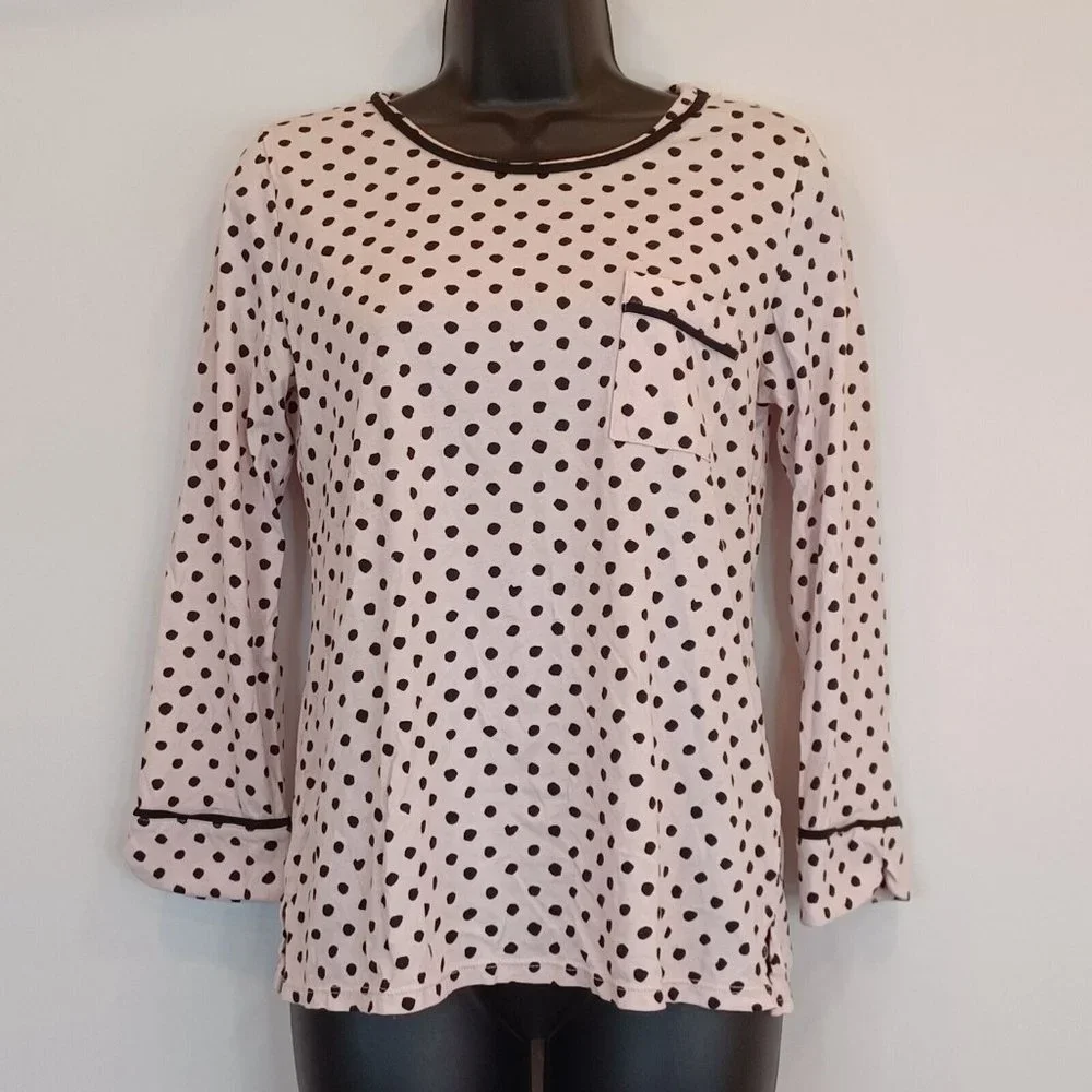 KATE SPADE Sz S Dream A Little Dream Polka Dot Pink Night T Pocket Casual Lounge - Picture 3 of 13